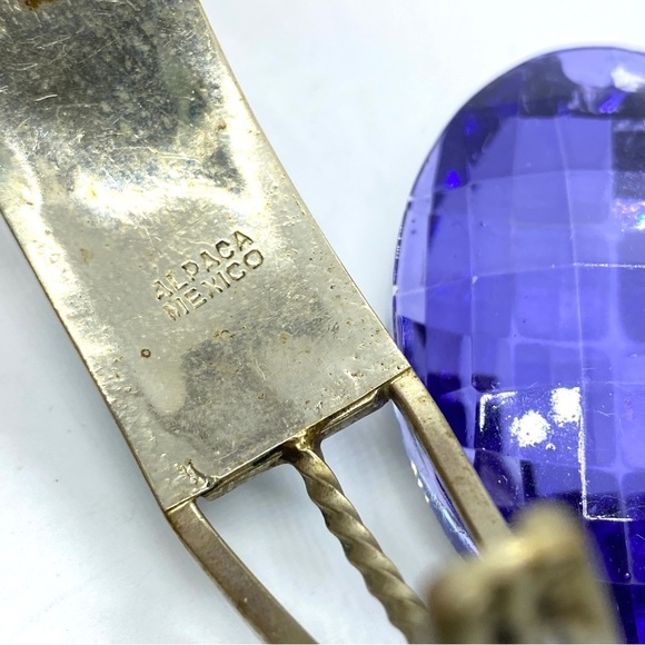 Vintage Alpaca Mexico Mother-of-Pearl Floral Inlay Cuff Bracelet - Picture 9 of 11